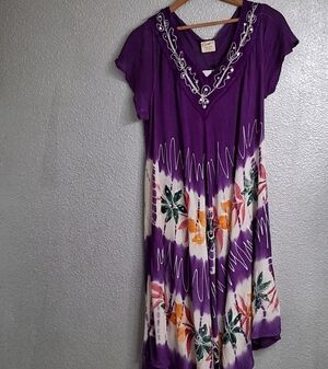 NWT Exist Purple Floral Midi Dress With Sequin & Embroidery   Size 0S